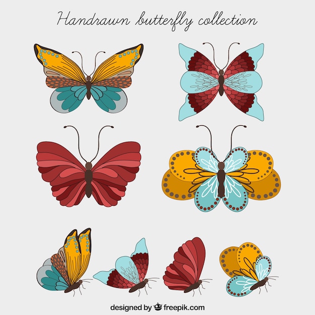 Getrokken collectie butterfly