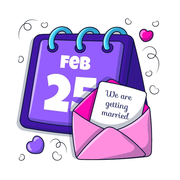 getting married wedding clipart calendar with invitation card