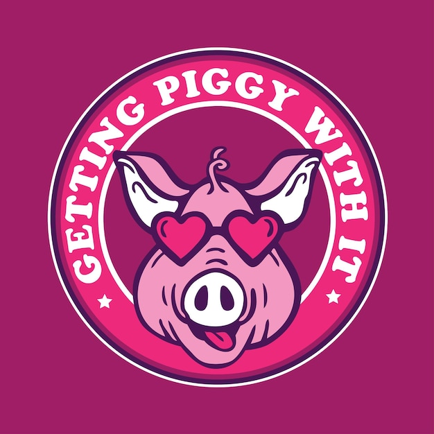 Ottenere piggy con esso emblema logo design