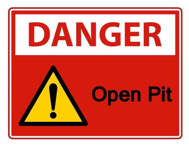 Gevaar Open Pit Symbool Teken geïsoleerd op witte achtergrond Vector illustratie