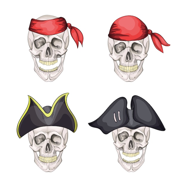 Vector gevaar piratenschedel in bandana en hoed voor tatoeage of t-shirtontwerp.