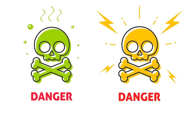 Gevaar schedel gevaar pictogram voor dodelijke giftige en dood chemische waarschuwing biohazard gebieden veiligheid