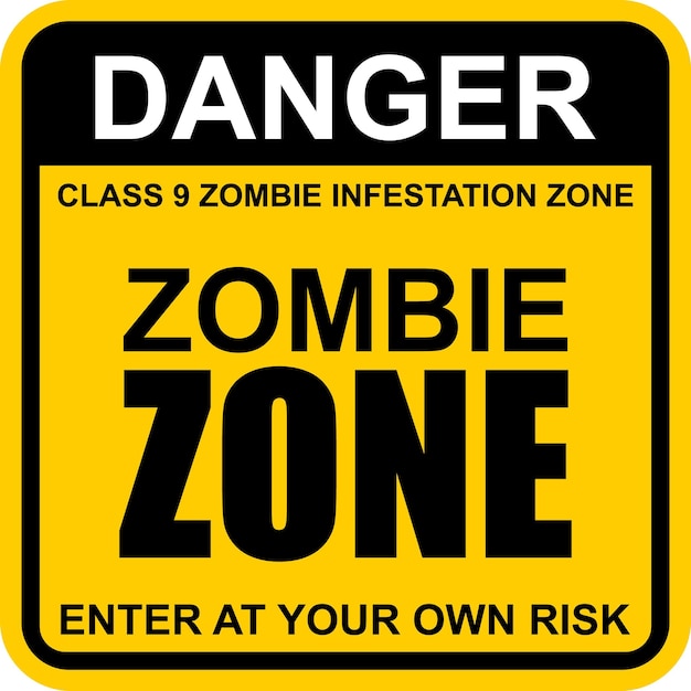 Gevaar, zombiezone, stickervector