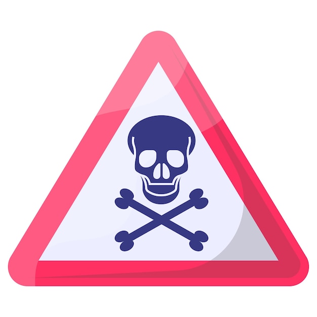 Gevarengebied Red Triangle Concept, Death Risk of Cross bone Vector Icon Design, moderne verkeersgids