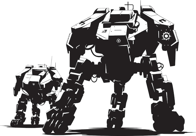 Vector gevechtsmachine oorlog robot logo futuristische enforcer zwart logo icon