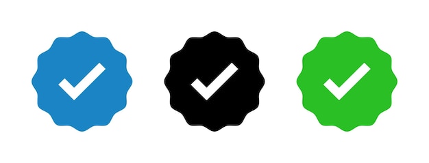 Vector geverifieerde social media badge icons set symbols voor authenticiteit en vertrouwen