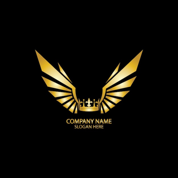 Gevleugelde kroon gouden logo / vectorillustratie.