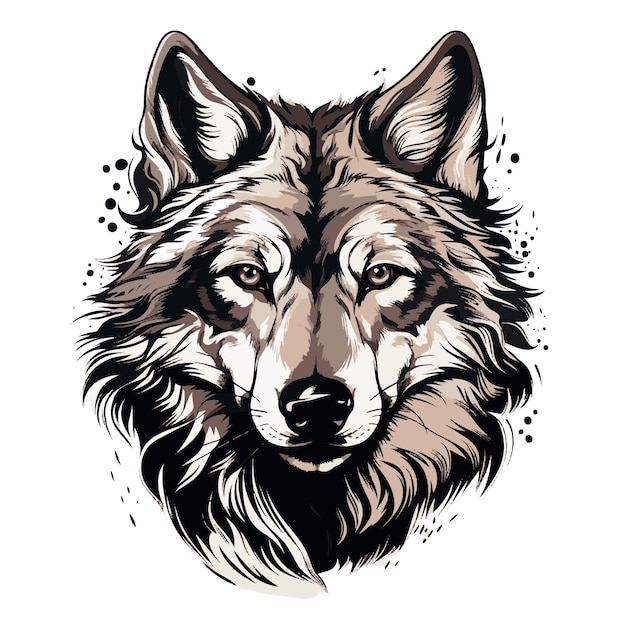 Vector gewaagde en majestueuze wolf hoofd vectorillustratie