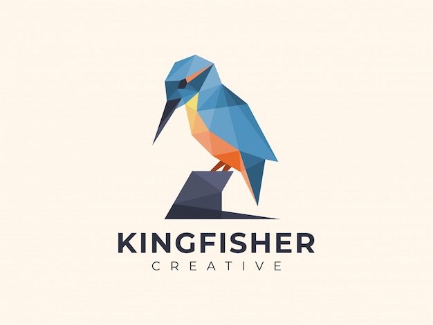 Geweldig kleurrijk geometrisch Kingfisher-logo