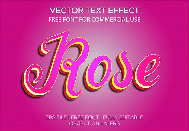 Geweldig roos 3d vector bewerkbaar teksteffect