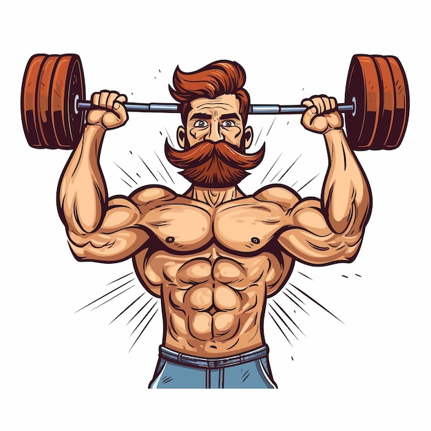 Gewichtheffen gym man illustratie