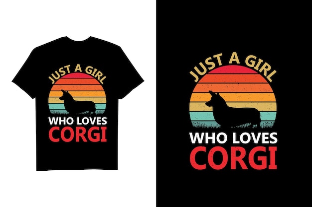 Gewoon een meisje dat dol is op Corgi Dog Retro Vector T-shirtontwerp