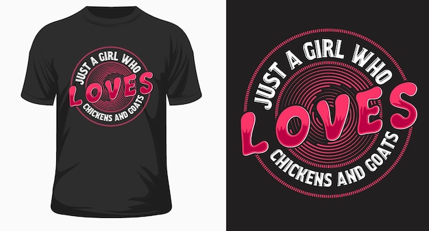 Gewoon een meisje dat houdt van kip en geiten typografie roze tshirt eps