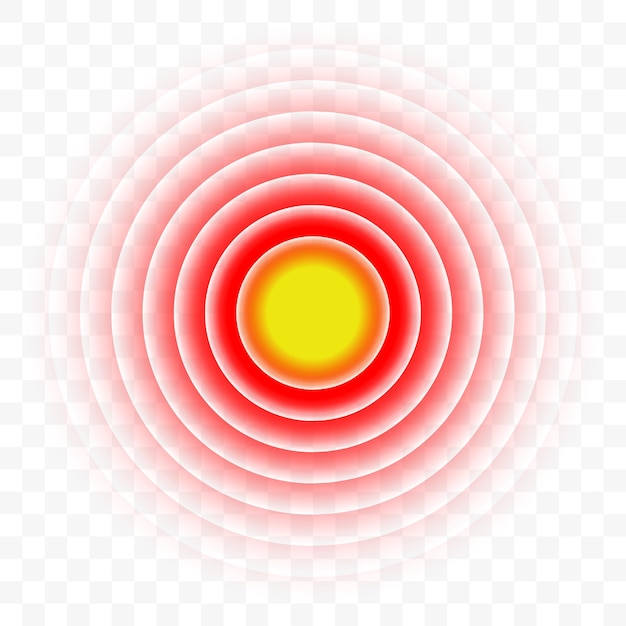 Gewrichtspijn of keelpijn doel rode cirkel vector pictogram lichaamspijn lokalisatie plek van pijnlijke pijn en kiespijn maagpijn en hoofdpijn mark