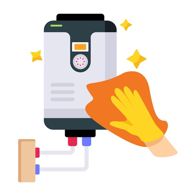 Geyser cleaning flat icon design