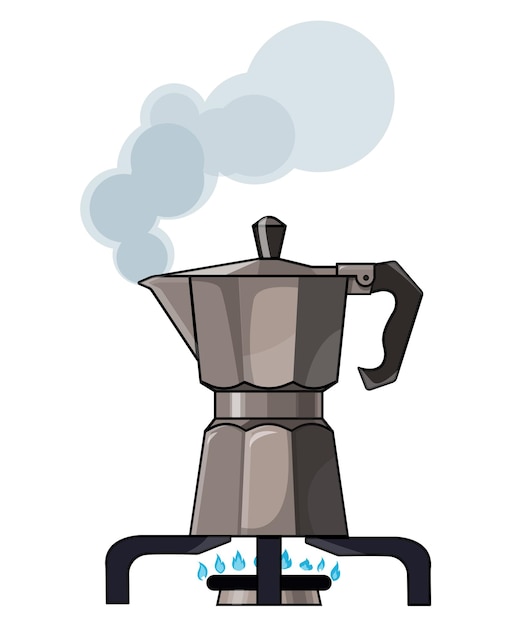 Vector geyser coffee maker coffee machine on gas stove actual vector image