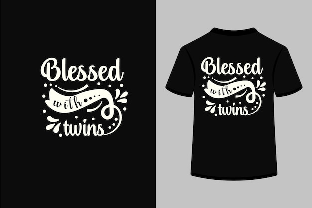 Vector gezegend met een creatief typografiet-shirtontwerp voor een tweeling.