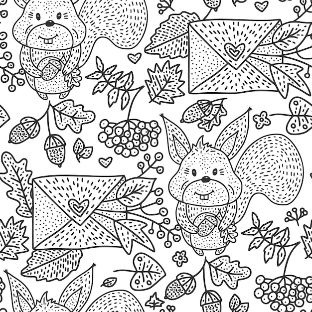 Gezellige herfst vectorillustratie Herfst doodle gedetailleerde illustratie