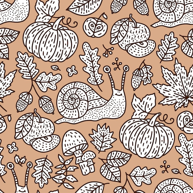 Gezellige herfst vectorillustratie Herfst doodle gedetailleerde illustratie