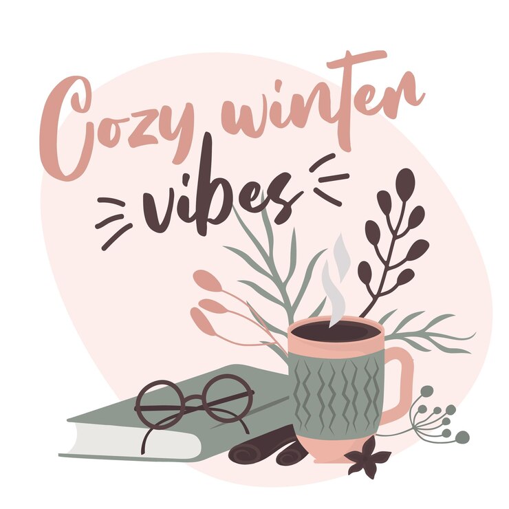 Gezellige winter vibes Winter belettering citaten Handgeschreven vector afdrukbare voor posters ansichtkaarten wordt afgedrukt Gezellige zin voor winter of herfst tijd Moderne kalligrafie