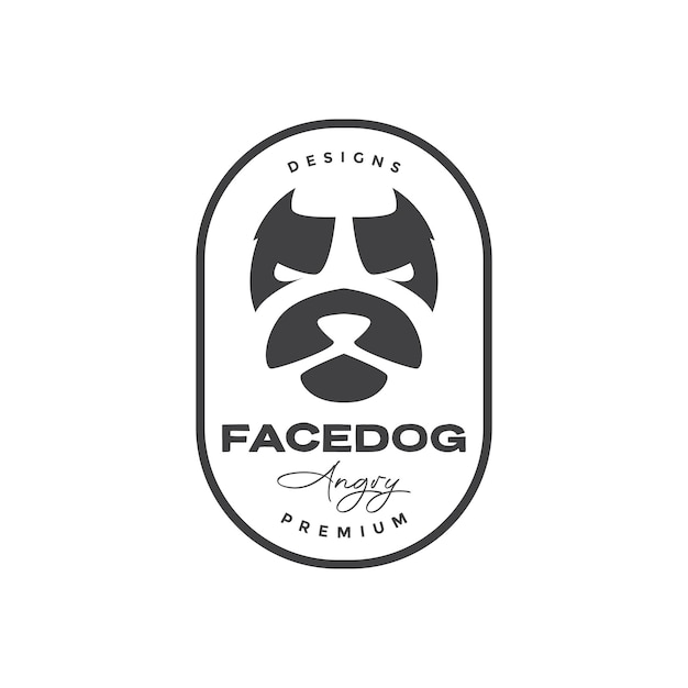 Vector gezicht badge bulldog boos logo ontwerp vector grafisch symbool pictogram illustratie creatief idee