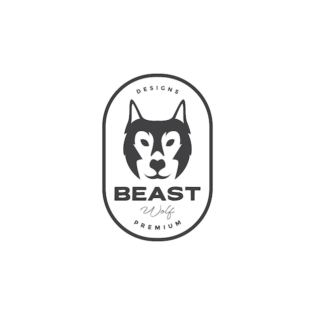 Gezicht beest wolf vintage badge logo ontwerp