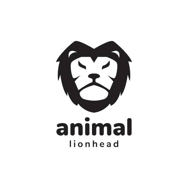 Gezicht cartoon zwart geïsoleerd leeuwenkop logo ontwerp vector grafisch symbool pictogram illustratie creatief