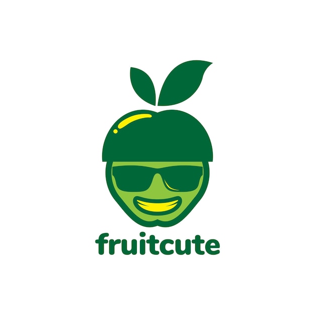 Gezicht cool cartoon groen fruit logo ontwerp vector grafisch symbool pictogram illustratie creatief idee