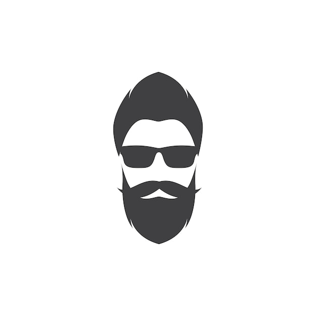 Gezicht cool man met baard snor en zonnebril logo ontwerp vector grafische symbool pictogram teken