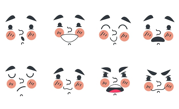 Gezicht oog mond cartoon expressie emotie komische stijl concept grafisch ontwerp illustratie