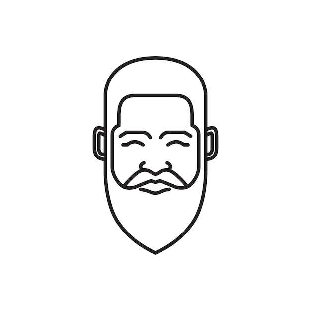 Gezicht oude man bebaarde hoofd mode kapsel coole lijn minimale afgeronde logo ontwerp vector