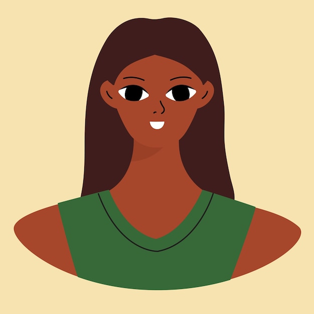 Vector gezicht van een jong zwart meisje afro-amerikaanse brunette