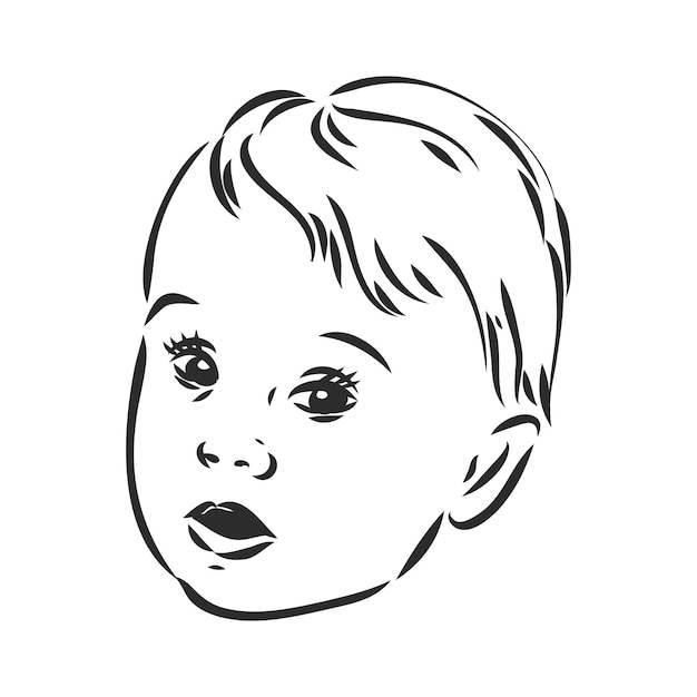 Gezicht van een klein meisje Vector schets kind portret vector schets