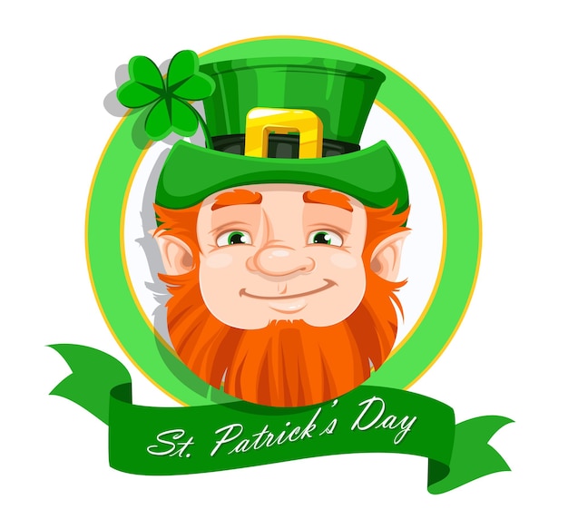 Gezicht van leprechaun stripfiguur. fijne saint patrick's day