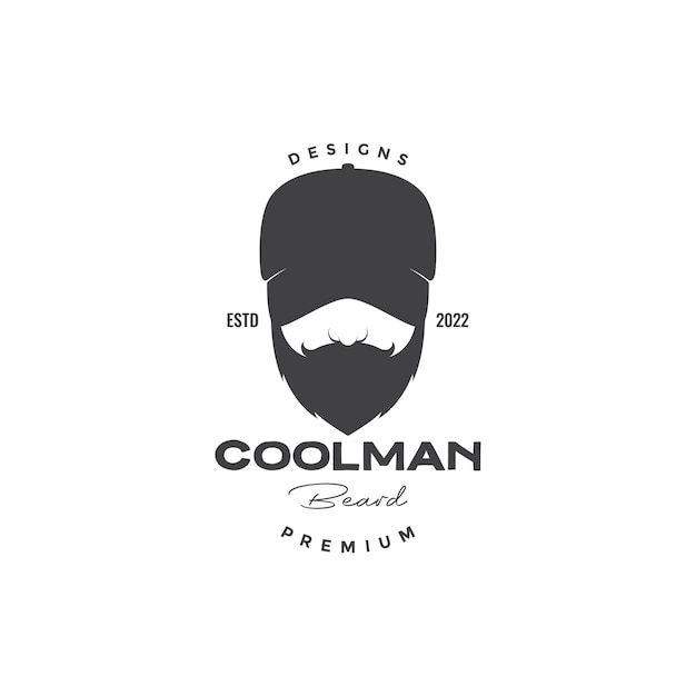 Gezicht vintage coole man met hoed en baard logo ontwerp vector grafisch symbool pictogram illustratie creatief idee