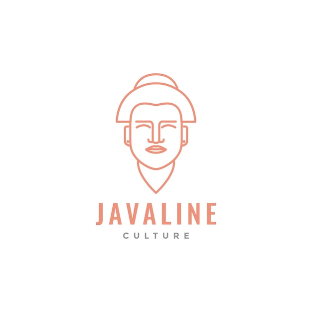 Gezicht vrouw moeder java cultuur mascotte lijn logo ontwerp vector