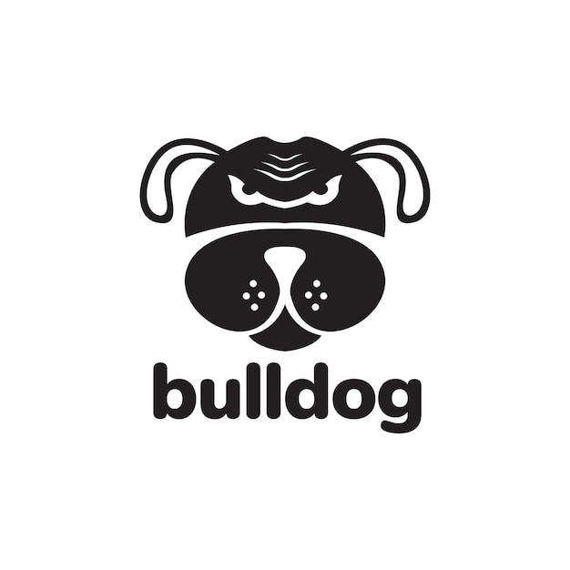 Gezicht zwart schattig bulldog boos logo ontwerp vector grafisch symbool pictogram teken illustratie creatief idee