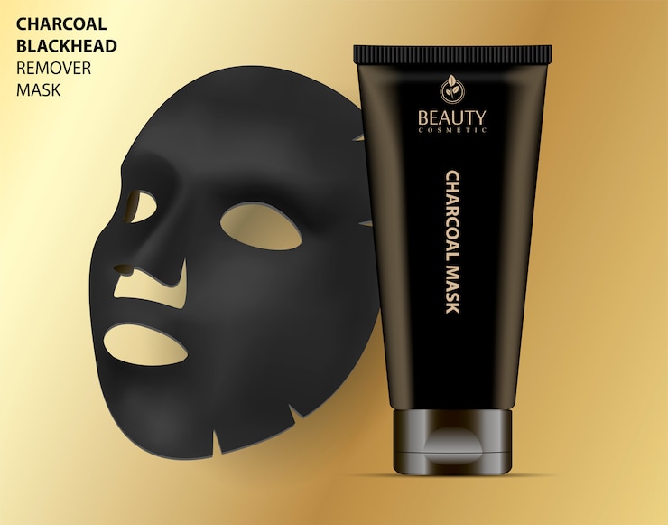 Vector gezichts cosmetische houtskool mee-eter verwijderaar masker