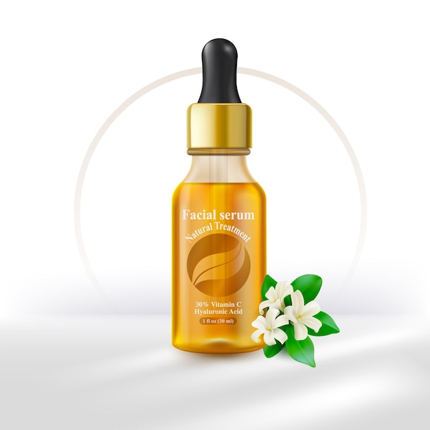 Vector gezichtsbehandeling natuurlijk zuur whitening serum herstellen anti-aging gezichtsserum