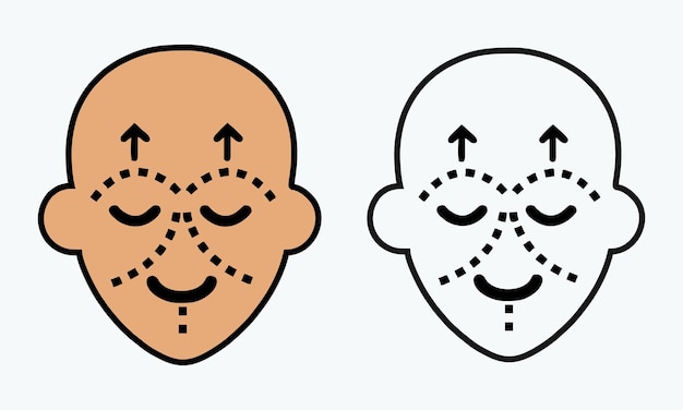 Gezichtschirurgie en plastische chirurgie gezicht aanpassing hand getrokken vectorillustratie