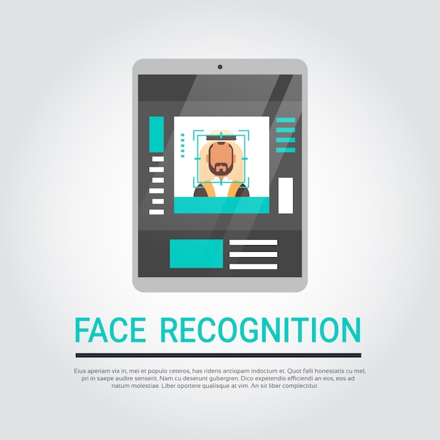 Gezichtsherkenningstechnologie Digitale tablet Beveiligingssysteem Scannen Islamitische mannelijke gebruiker Biometrische Iden