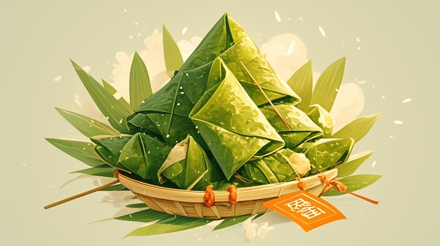 Vector gezinnen delen zongzi tijdens dragon boat festival collectie