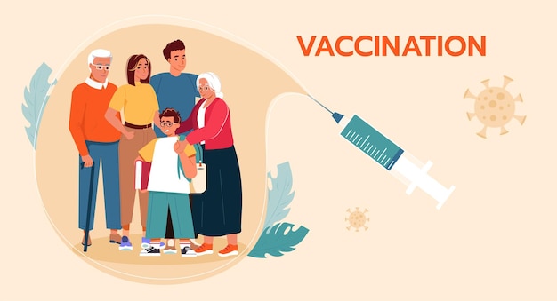Vector gezinsvaccinatie of immunisatiebanner