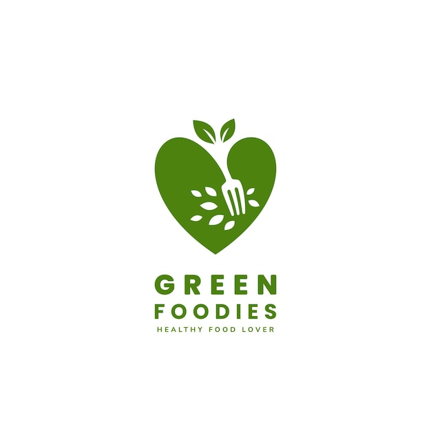 Gezond groen veganistisch food lover logo vegetarisch foodie logo icoon