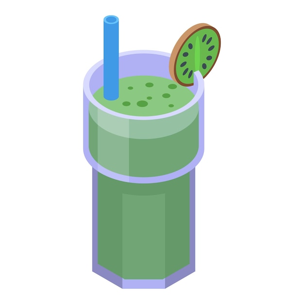 Gezond ontbijt kiwi smoothie pictogram Isometrisch van gezond ontbijt kiwi smoothie vector pictogram voor webdesign geïsoleerd op een witte achtergrond