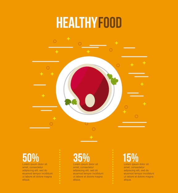 Gezond voedsel infographic met gerelateerd pictogram