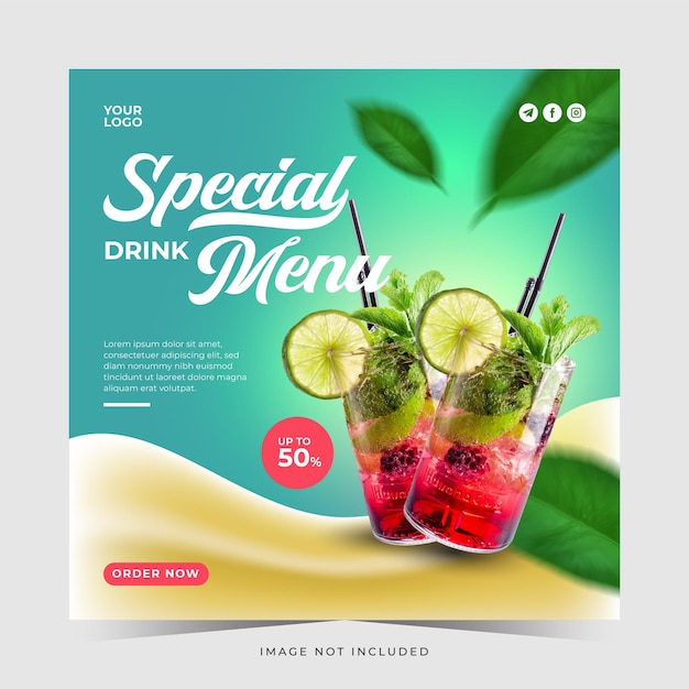 Vector gezonde drank social media post banner sjabloon