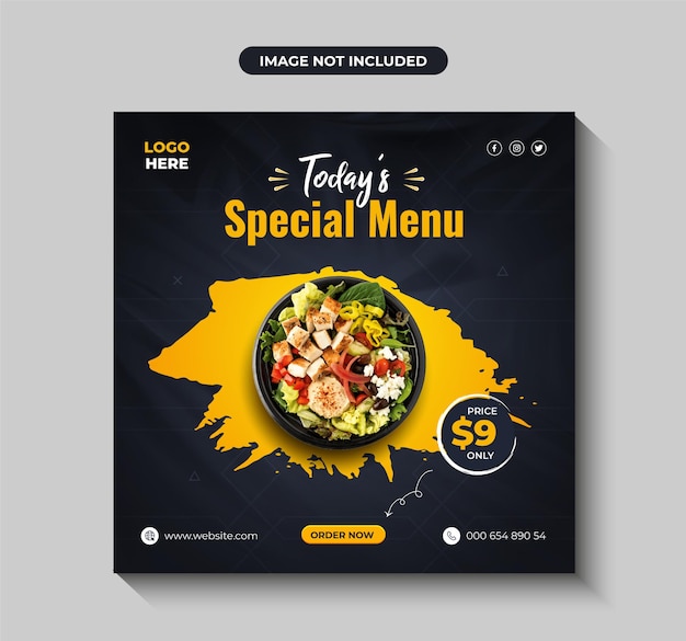 Gezonde en verse salade eten menu sociale media instagram post banner premium vector