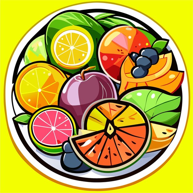 Vector gezonde fruitsticker set illustratie