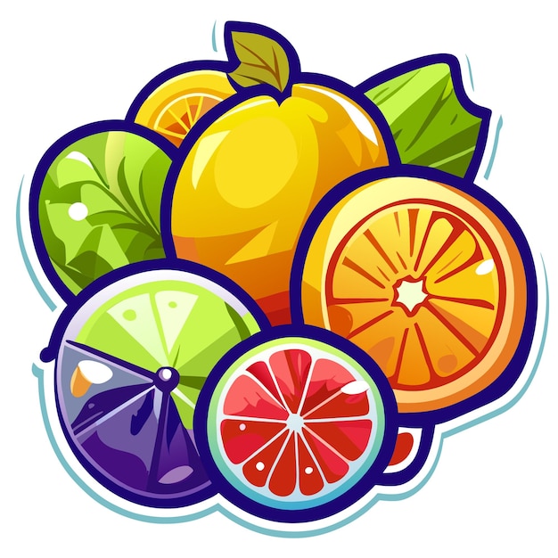 Vector gezonde fruitsticker set illustratie